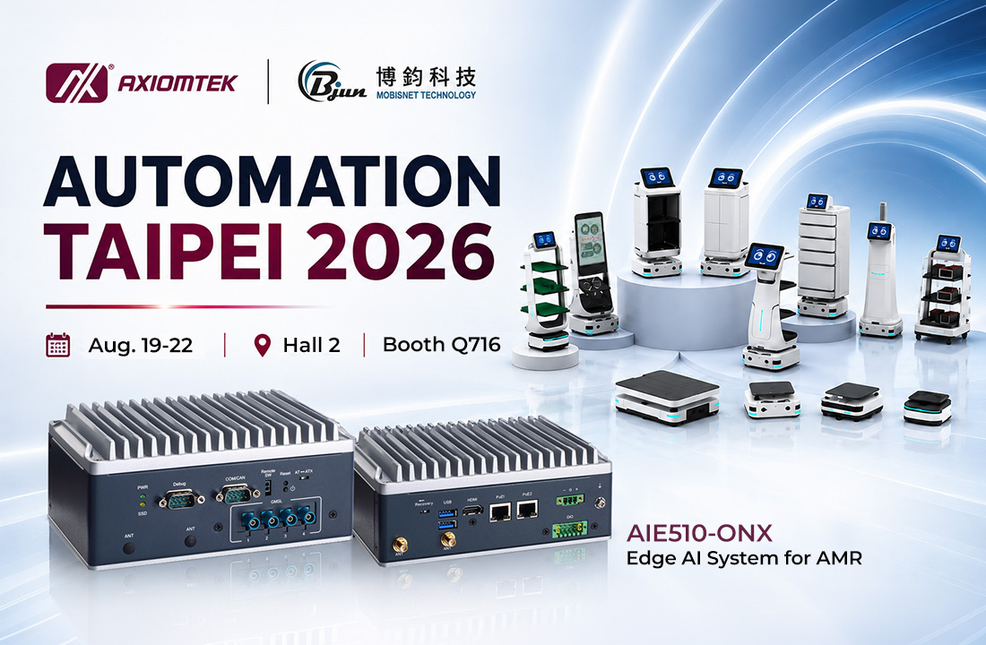 Axiomtek and MOBISNET Showcase Seven AI-Powered AMRs at Automation Taipei 2026