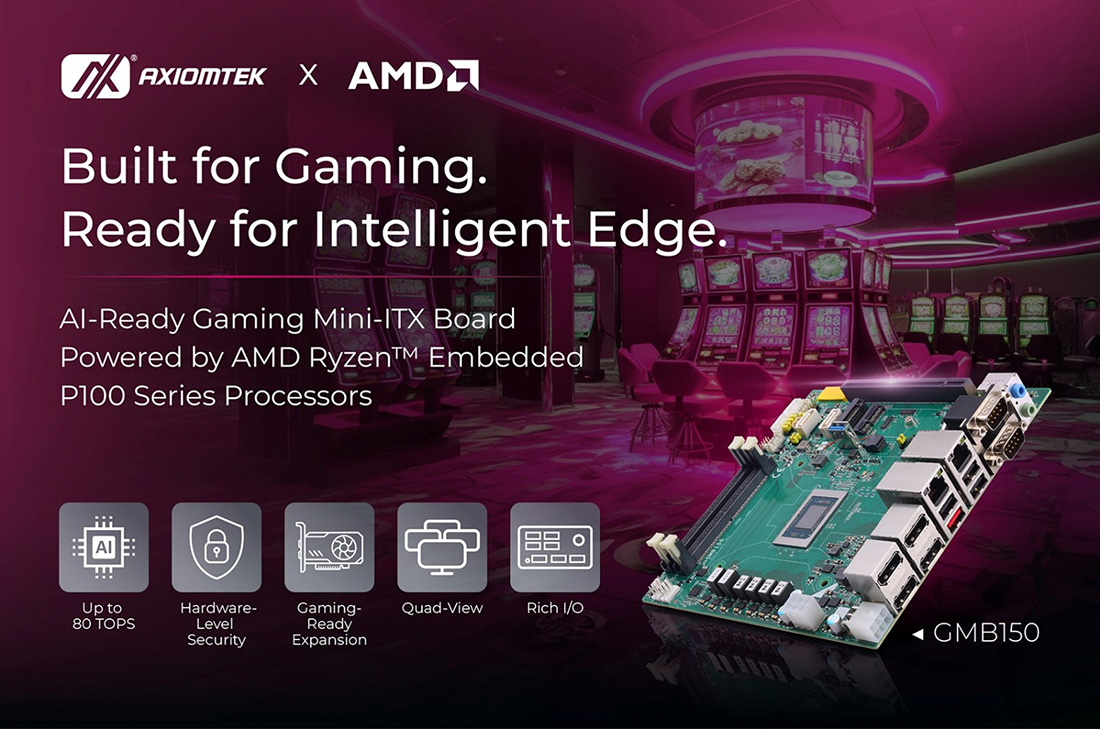 Axiomtek Launches GMB150: AI-Ready Gaming Mini-ITX Board Powered by AMD Ryzen™ Embedded P100 Series Processors